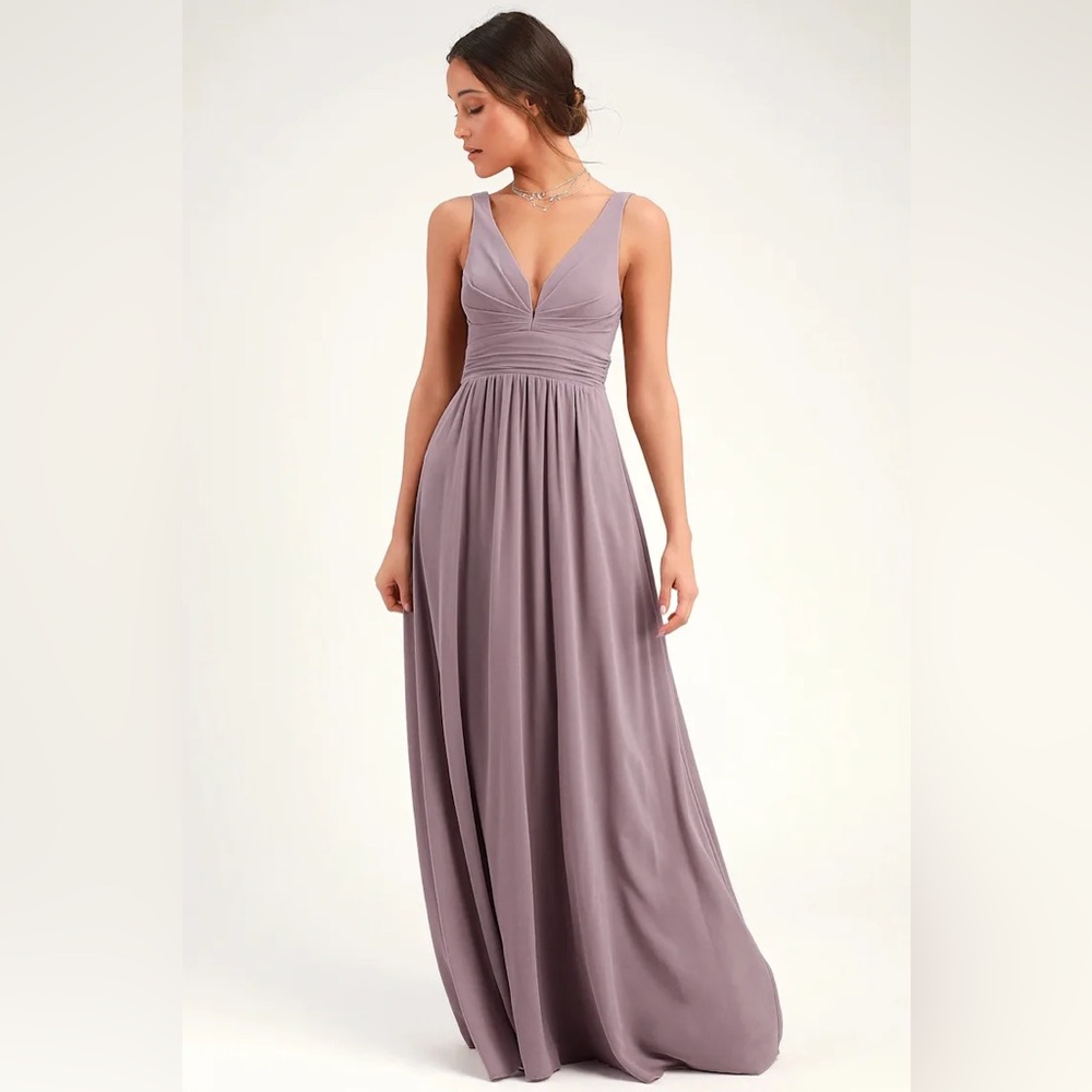 NWT Lulus Leading Role Taupe Maxi Dress Medium Wedding Bridesmaid Formal Classic